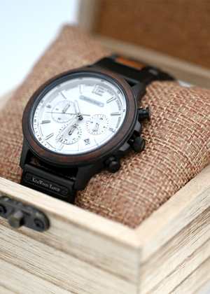 Ikaika - Hawaiian Koa and Black Stainless Steel Watch