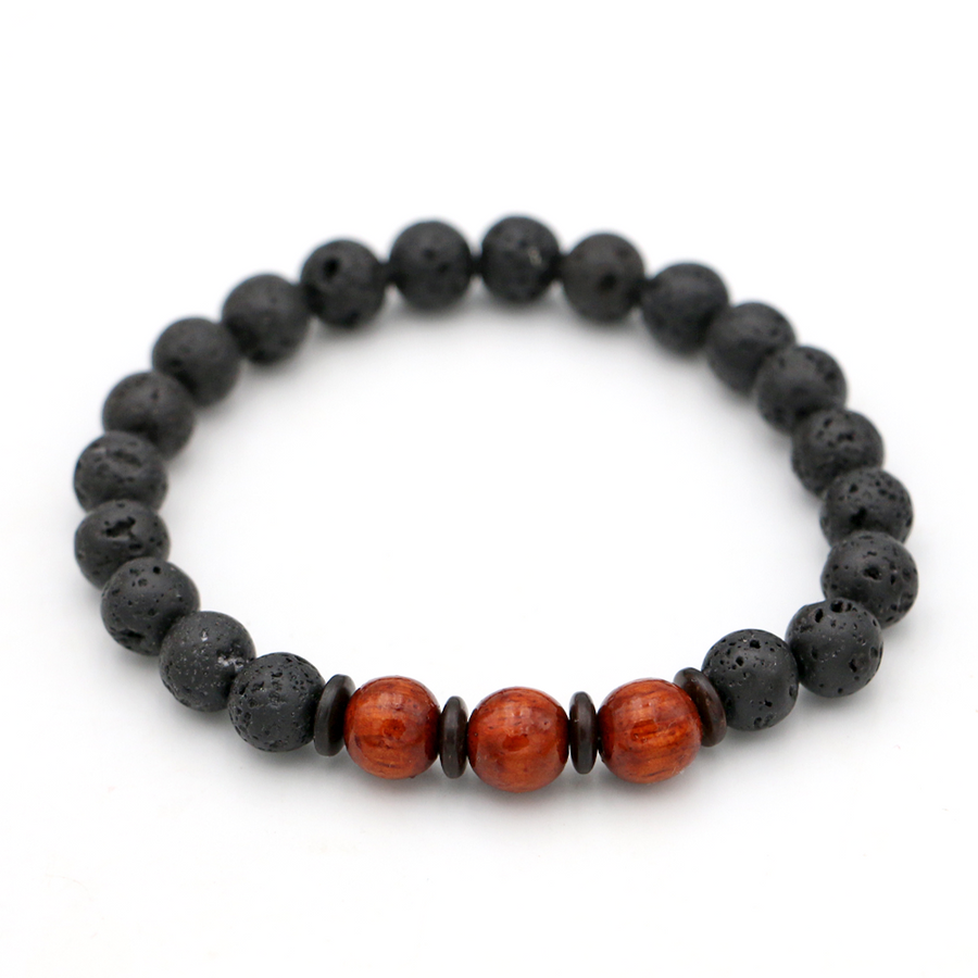 Koa Wood and Lava Beads Bracelet