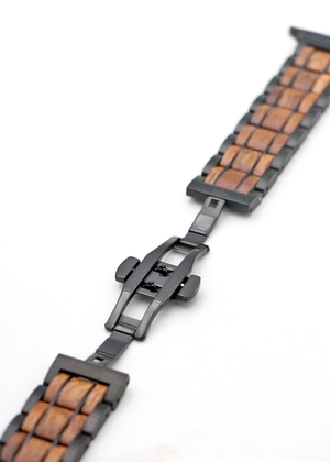 Koa Wood and Steel iWatch Band - Black or Silver Sport