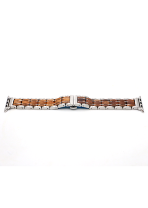 Koa Wood and Steel iWatch Band - Black or Silver Sport