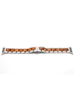 Koa Wood and Steel iWatch Band - Black or Silver Classic
