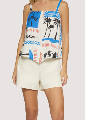 Azure Paradiso Top - Cream and Blue