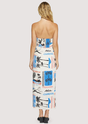 Azure Paradiso Maxi Dress - Cream and Blue