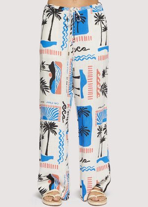 Azure Paradiso Pants - Cream and Blue
