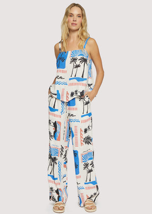 Azure Paradiso Pants - Cream and Blue