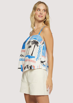 Azure Paradiso Top - Cream and Blue