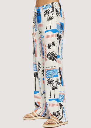 Azure Paradiso Pants - Cream and Blue