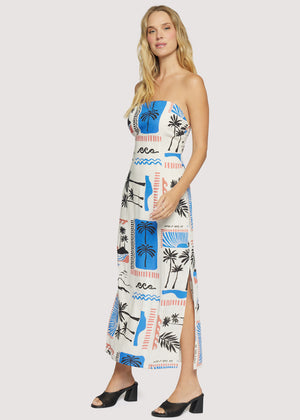 Azure Paradiso Maxi Dress - Cream and Blue