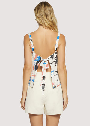 Azure Paradiso Top - Cream and Blue