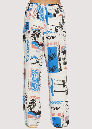 Azure Paradiso Pants - Cream and Blue