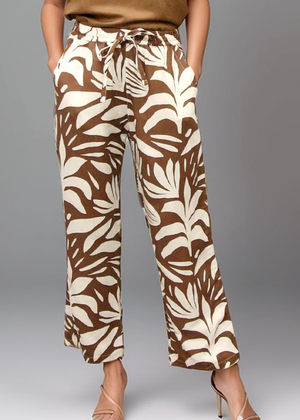 Drawstring Pants - Abstract Tropical Brown