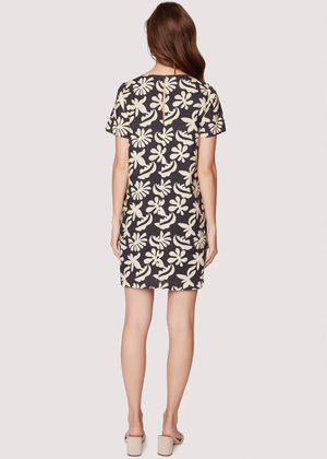 Tropic Flair Mini Shift Dress - Black & Cream