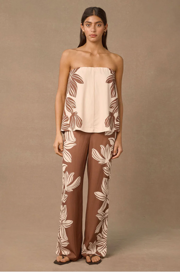 Palmera Strapless Top - Cream Floral