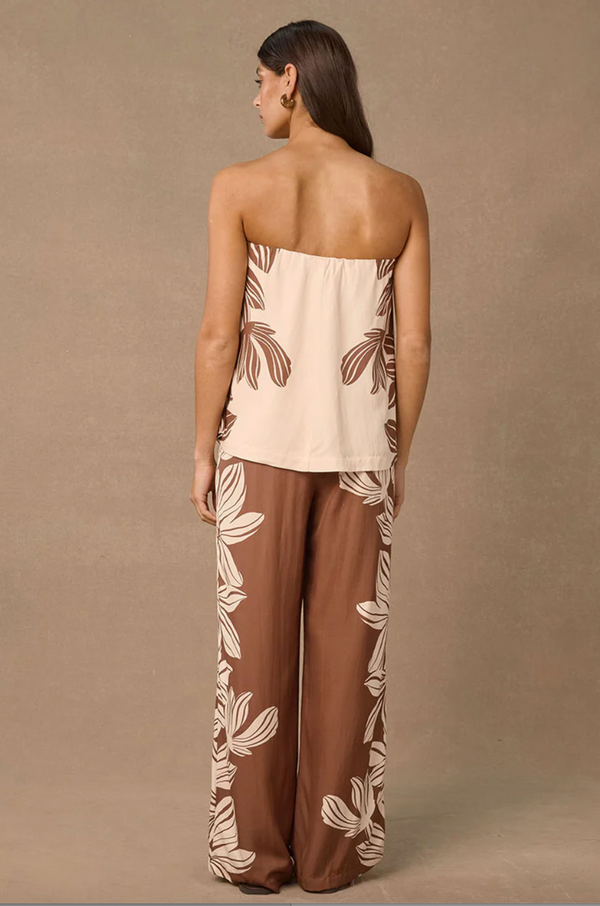 Palmera Strapless Top - Cream Floral