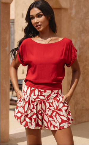 Mareva Top in Solid Ruby