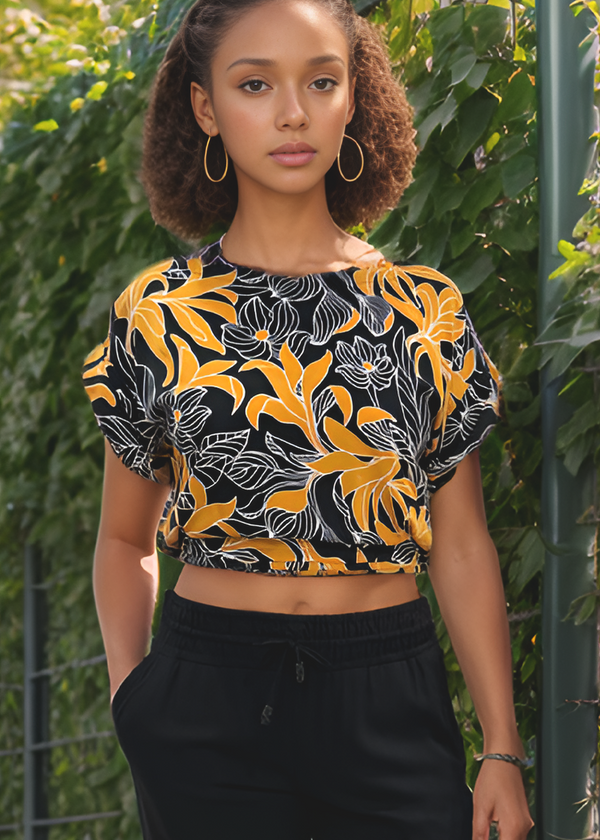 Mareva Top - Tropical Black