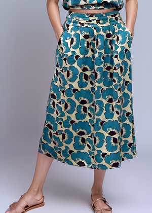Tuahine Midi Skirt - Fiori Ocean