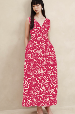 Moana Maxi Dress - Vintage Flowers Raspberry