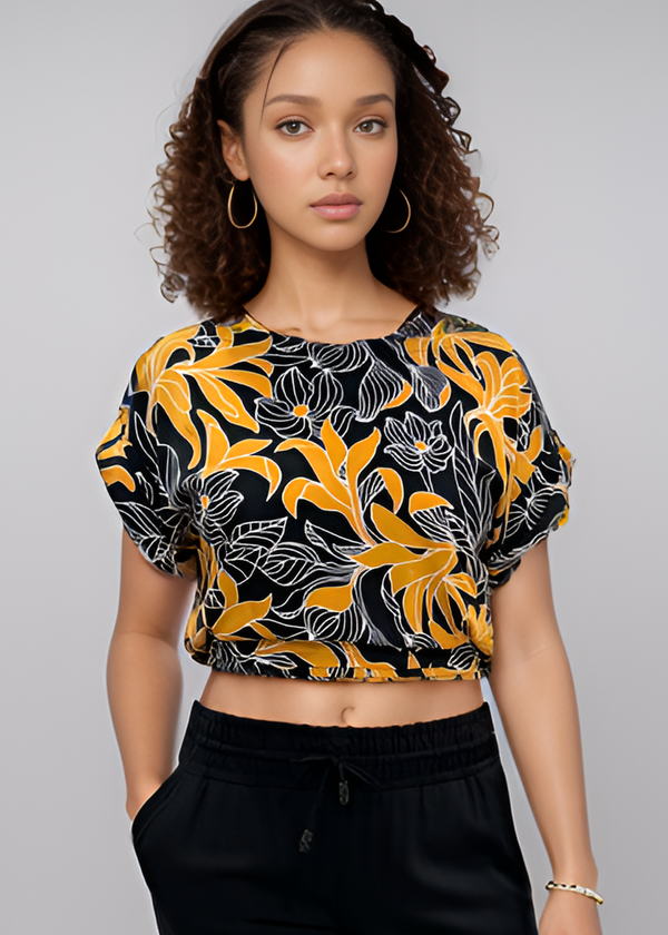 Mareva Top - Tropical Black