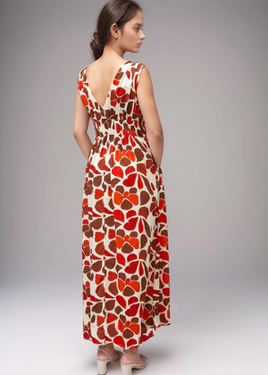 Moana Maxi Dress - Abstract Orange Flower