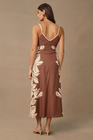 Palmera Midi Dress - Cocoa Floral