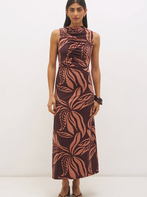 Farah Ruched Dress - Flowy Leaf