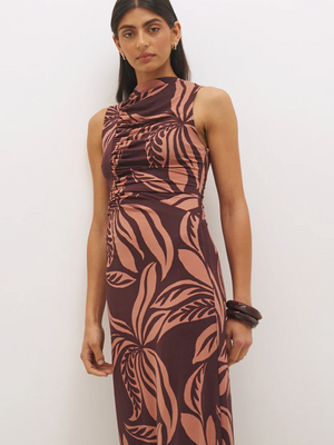Farah Ruched Dress - Flowy Leaf