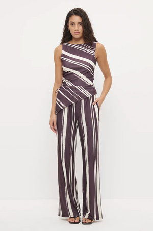 Lara Pant - Painterly Plum Stripe