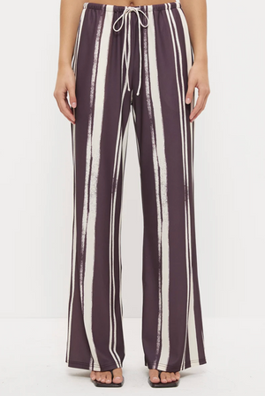 Lara Pant - Painterly Plum Stripe