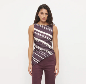 Lara Top - Painterly Plum Stripe