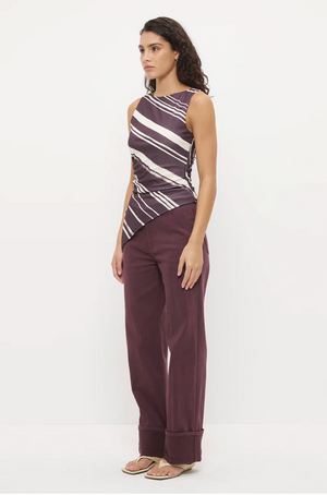 Lara Top - Painterly Plum Stripe