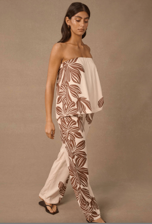 Palmera Strapless Top - Cream Floral