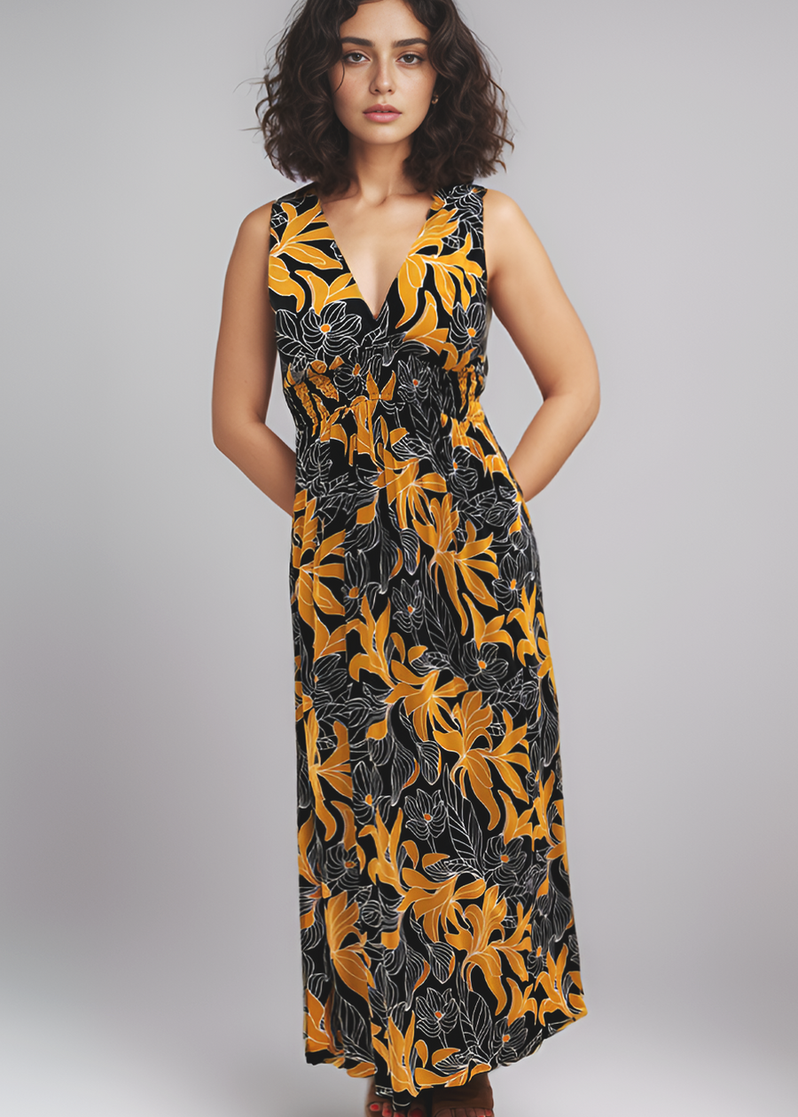 Noelle Maxi Dress - Tropical Black