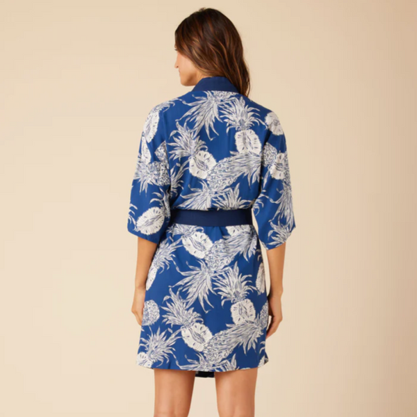 Paina Apala Kimono Coverup - Deep Blue