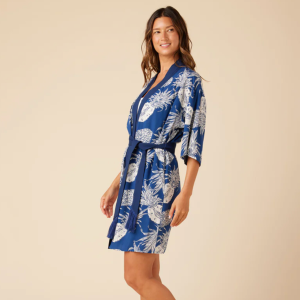 Paina Apala Kimono Coverup - Deep Blue