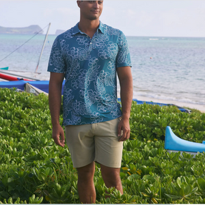 Hibiscus Monstera Performance Polo - Hydro