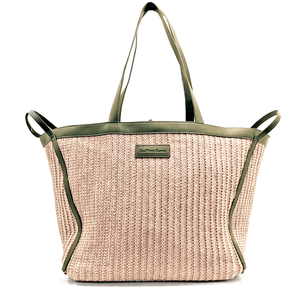 Raffia Tote -With Koa Leaf Green Trim