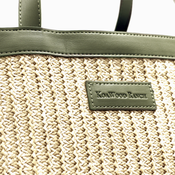 Raffia Tote -With Koa Leaf Green Trim