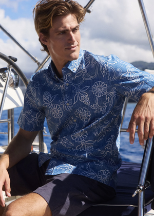 Hawaiian Gardenias in Horizon Blue