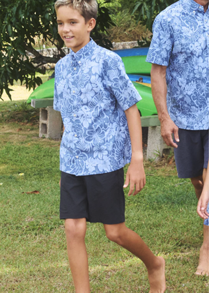 Puamana Boys Button Front - Blue Horizon