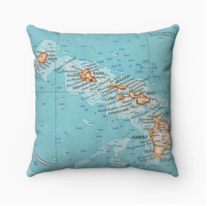 Hawaii Islands Map Decorative Pillow