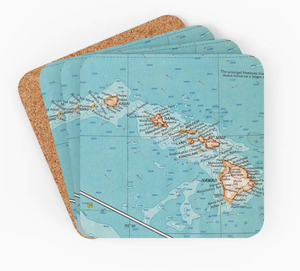 Hawaii Vintage Map Coaster Set