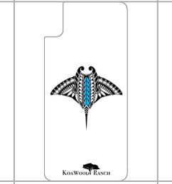 Koa Wood and Abalone Phone Case - Manta Ray