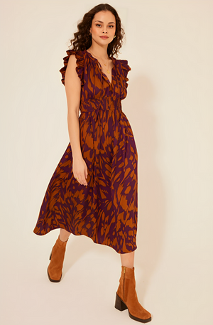 Paseo de Oro Midi Dress - Flutter