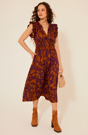 Paseo de Oro Midi Dress - Flutter