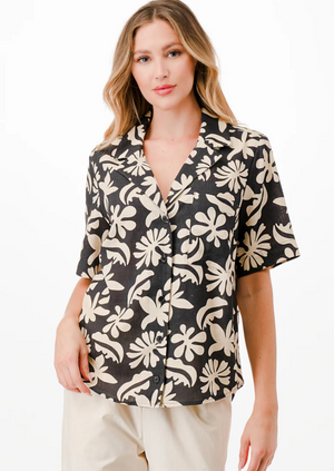 Tropic Flair Shirt - Black & Cream