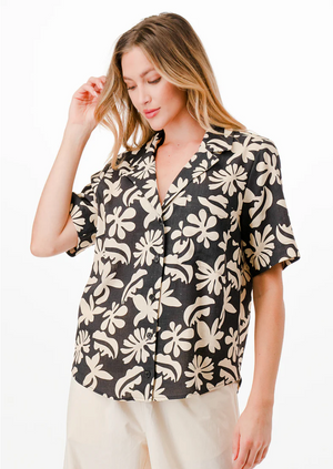 Tropic Flair Shirt - Black & Cream