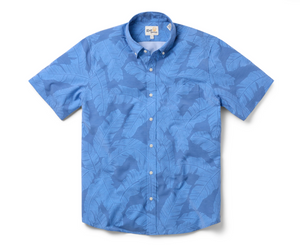 Tropical Shade Performance Button Front - Grey Blue