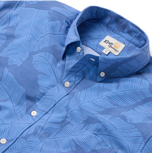 Tropical Shade Performance Button Front - Grey Blue