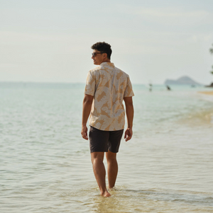 Tropical Shade Performance Button Front - Straw